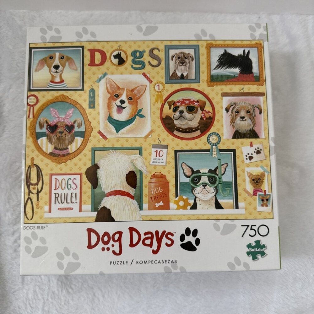 Buffalo Games Dog Days “Dogs Rule” Jigsaw Puzzle 750 Piece NEW Outer Box Damaged